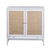 Natural rattan 2 door cabinet; with 1 Adjustable Inner Shelves; rattan; Accent Storage Cabinet