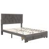 Full Size Storage Bed Velvet Upholstered Platform Bed with a Big Drawer - Grey