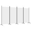 4-Panel Room Divider White 136.2"x70.9" Fabric