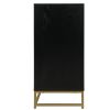 Black Storage Cabinet with Glass Door; Sideboard Buffet Cabinet for Kitchen; Dining Room