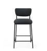 Pu Faux Leather Counter Stools Set of 2; Pub Counter Stool with Back and Footrest; Black (17.5&quot;x19.25&ldquo;x34.5&rdquo;)