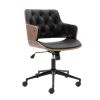 HengMing Bentwood Adjustable Office Chair ; black PU Leather Upholstery and black foot