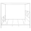 Queen size Modern Industrial Style White Metal Canopy Bed Frame