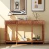 Solid Wood Console Table;  Classic Entryway Table with Storage Shelf and Drawer for Home