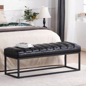 Metal Base Upholstered Bench for Bedroom for Entryway (Color: as Pic)