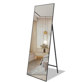 Full Length Mirror Standing 65''x22'' for Bedroom with Aluminum Frame;  Large Full Body Floor Mirror Wall Hanging or Leaning Modern Decor for Dressing (Color: BLACK)