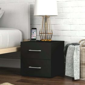 Lundy Low Profile Nightstand with USB, Black, by Hillsdale Living Essentials (Color: BLACK)