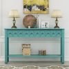 Rustic Entryway Console Table, 60" Long with two Different Size Drawers and Bottom Shelf for Storage