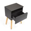 Set of 2 Modern Nightstand, Bedroom Endtable with Drawer, Shelf, Bedside Furniture for Living Room,