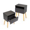 Set of 2 Modern Nightstand, Bedroom Endtable with Drawer, Shelf, Bedside Furniture for Living Room,