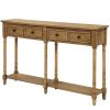 Console Table Sofa Table Easy Assembly with Two Storage Drawers and Bottom Shelf for Living Room, Entryway