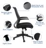 Task office chair with filp up arms; mid-mesh task chair; Max Upload 300lbs