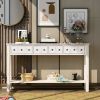 Rustic Entryway Console Table, 60" Long with two Different Size Drawers and Bottom Shelf for Storage