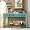 Rustic Entryway Console Table, 60" Long with two Different Size Drawers and Bottom Shelf for Storage