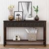 Rustic Entryway Console Table, 60" Long Sofa Table with two Different Size Drawers and Bottom Shelf for Storage