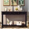 Console Table Sofa Table with Drawers for Entryway with Projecting Drawers and Long Shelf