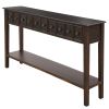 Rustic Entryway Console Table, 60" Long with two Different Size Drawers and Bottom Shelf for Storage