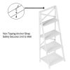 4-Tier Freestanding Ladder Bookshelf with X-Back Frame, Gray