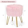 Faux Fur Vanity Stool Chair with Metal Legs for Bedroom and Living Room