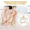 Luxurious Faux Fur Covered Footrest Stool with Gold Metal Base